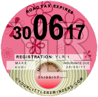 Pink Flower Car Road Tax Disc Reminder PYLR010