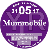 Mummobile Car Vehicle Road Tax Disc Reminder PYLR158