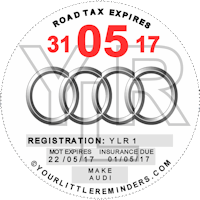 Audi Car Vehicle Road Tax Disc Reminder PYLR171